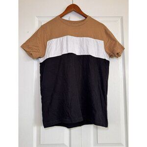 Denim & Flower Ricky Singh Colorblock Tee Tan White Black Mens Medium